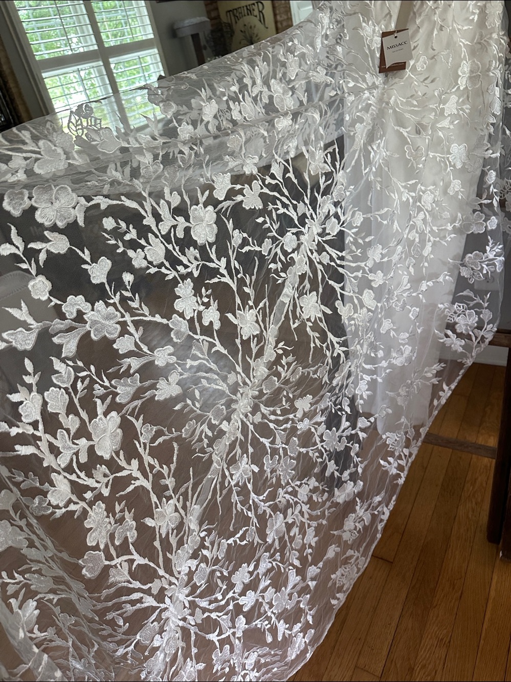 MISSACC PANT SUIT WEDDING WALK THROUGH LACE WITH TRAIN WEDDING LONG SLEEVE 4* - Picture 10 of 11